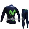 Conjunto Maillot + culotte largo ciclismo 2017 Movistar Team Niños N001